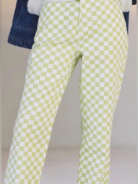 PacSun Denim - PacSun lime green checkered jeans